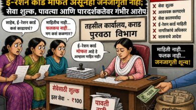 Photo of कराड तहसील पुरवठा विभागात माहितीचा अंधार? ई-रेशन कार्ड मोफत असूनही जनजागृती नाही; सेवा शुल्क, पावत्या आणि पारदर्शकतेवर गंभीर आरोप