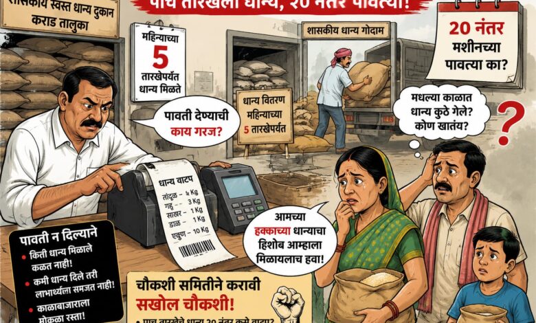 Photo of हक्काच्या धान्याची पावती लाभार्थ्यांच्या हातात का नाही?पाच तारखेला दुकानात धान्य; २० तारखेनंतर पावत्या! २९२ दुकानांच्या व्यवहारावर चौकशी समितीच्या अहवालामध्ये स्पष्टता हवी