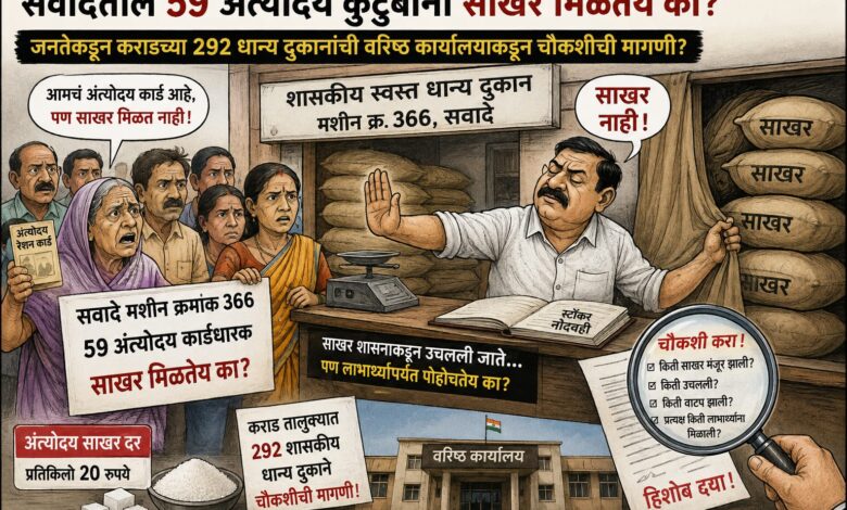 Photo of सवादेतील ५९ अंत्योदय कुटुंबांना साखर मिळतेय का? जनतेकडून कराडच्या २९२ धान्य दुकानांची वरिष्ठ कार्यालयाकडून चौकशीची मागणी?