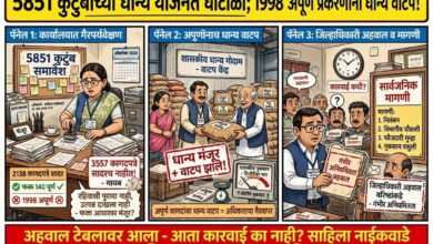 Photo of ५८५१ कुटुंबांच्या धान्य योजनेत गंभीर अनियमितता; १९९८ अपूर्ण प्रकरणांना धान्य मंजूर-वाटप जिल्हाधिकाऱ्यांचा अहवाल वरिष्ठांकडे; साहिला नाईकवाडेंवर निलंबन, फौजदारी गुन्हा अन् वसुलीची मागणी!