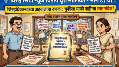 Photo of जिल्हाधिकाऱ्यांच्या अहवालाचा दणका; “चुकीला माफी नाही”चा स्पष्ट संदेश! निलेश जाधवांच्या तात्काळ बदलीची शिफारस, साहिला नायकवडे प्रकरणात निलंबन-फौजदारी कारवाई व वसुलीचा मार्ग मोकळा होणार? कराडच्या पुरवठा यंत्रणेत आता जबाबदारी निश्चितीची वेळ!