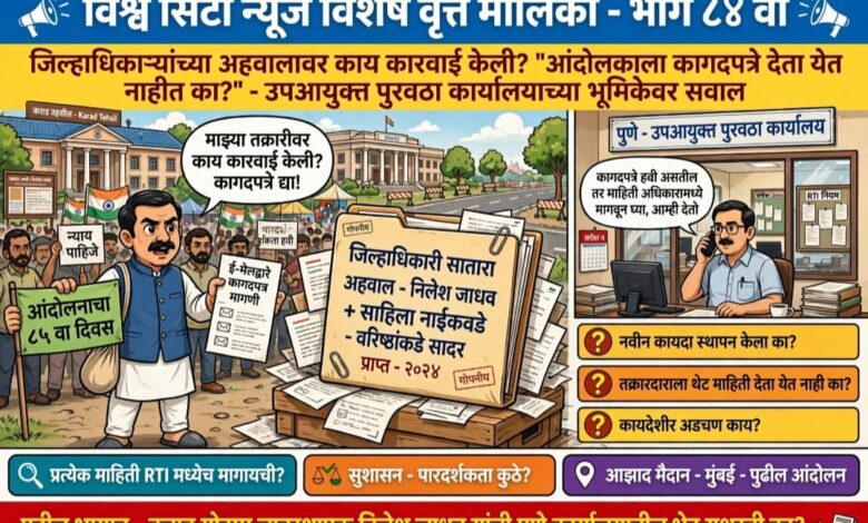 Photo of जिल्हाधिकाऱ्यांच्या अहवालावर काय कारवाई केली? “आंदोलकाला कागदपत्रे देता येत नाहीत का?” उपआयुक्त पुरवठा कार्यालयाच्या भूमिकेवर गंभीर सवाल; प्रत्येक माहिती RTI मध्येच आंदोलकाने मागायची? उप आयुक्तांनी असा नवीन कायदा स्थापन केला?