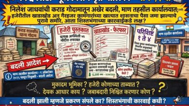 Photo of निलेश जाधवांची कराड गोदामातून अखेर बदली, माण तहसील कार्यालयात नियुक्ती; हजेरीतील खाडाखोड अन् गैरहजर कामगारांच्या खात्यात शासनाचा पैसा जमा झाल्याचे पुरावे समोर, आता शिस्तभंगाच्या कारवाईकडे लक्ष?