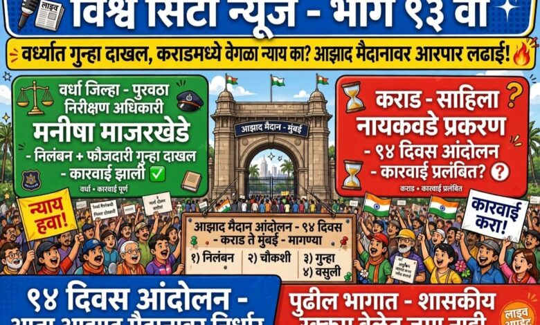 Photo of वर्ध्यात पुरवठा निरीक्षण अधिकाऱ्यावर गुन्हा, मग कराडमध्ये साहीला नायकवडेंना वेगळा न्याय का? निलंबन, खातेनिहाय चौकशी, फौजदारी गुन्हा अन् शासनाची नुकसानभरपाई वसुलीच्या मागणीसाठी आझाद मैदानावर आरपारची लढाई!