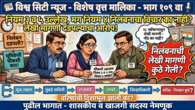 Photo of नियम ३ व ५ चा उल्लेख केला, मग निलंबनाच्या नियम ४ चा विचार का नाही? निलंबनाची लेखी मागणी दडपल्याचा आरोप; चौकशी समितीप्रमुख भारतकुमार तुंबडे व इतर सदस्य, जिल्हा पुरवठा अधिकारी वैशाली राजमाने व उपायुक्त दिनेश तावरे यांच्या भूमिकेची चौकशी करून कारवाईची गणेश पवारांची मागणी!